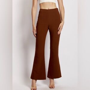 NWT MESHKI Brooke Twill Kick Flare Pants Chocolate Brown XS High Rise